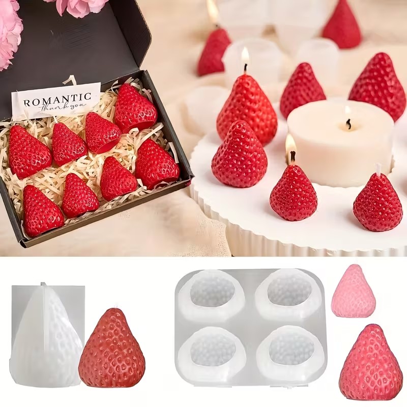 Strawberry Silicone Candle Mol - Soap Making Ins 评论和价格