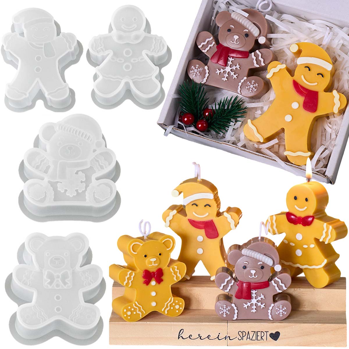 Gingerbread Man Bear Silicone  - Soap Making Gifts 评论和价格
